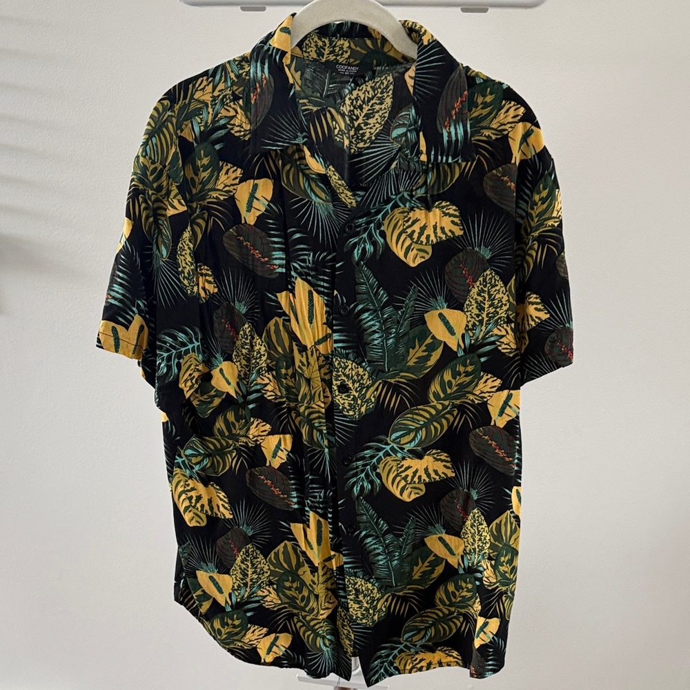 Tropical Leaf Print Men's Casual Shirt